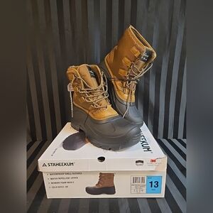 Men's US 13 Staheekum Snow Boots Brown Waterproof Shell Outsole Cold Rated -20°